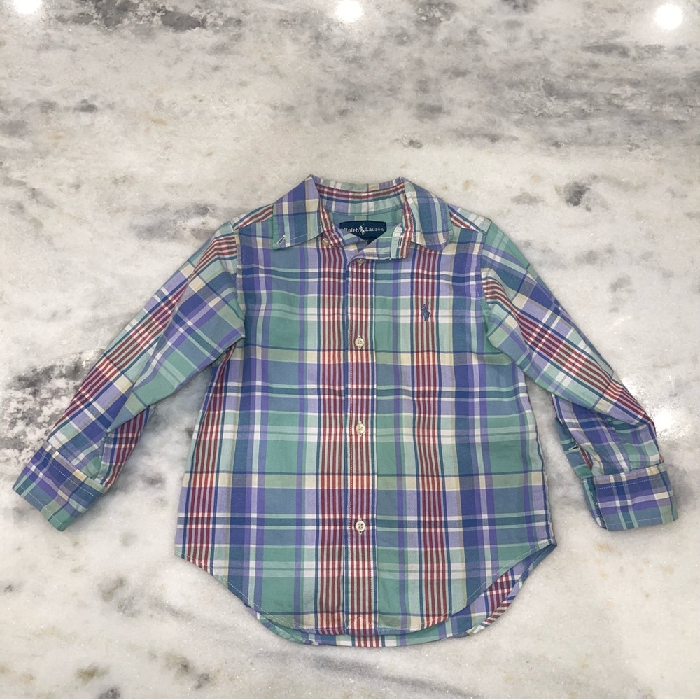 Ralph Lauren Plaid Button Up Long Sleeve Shirt Toddler 2T